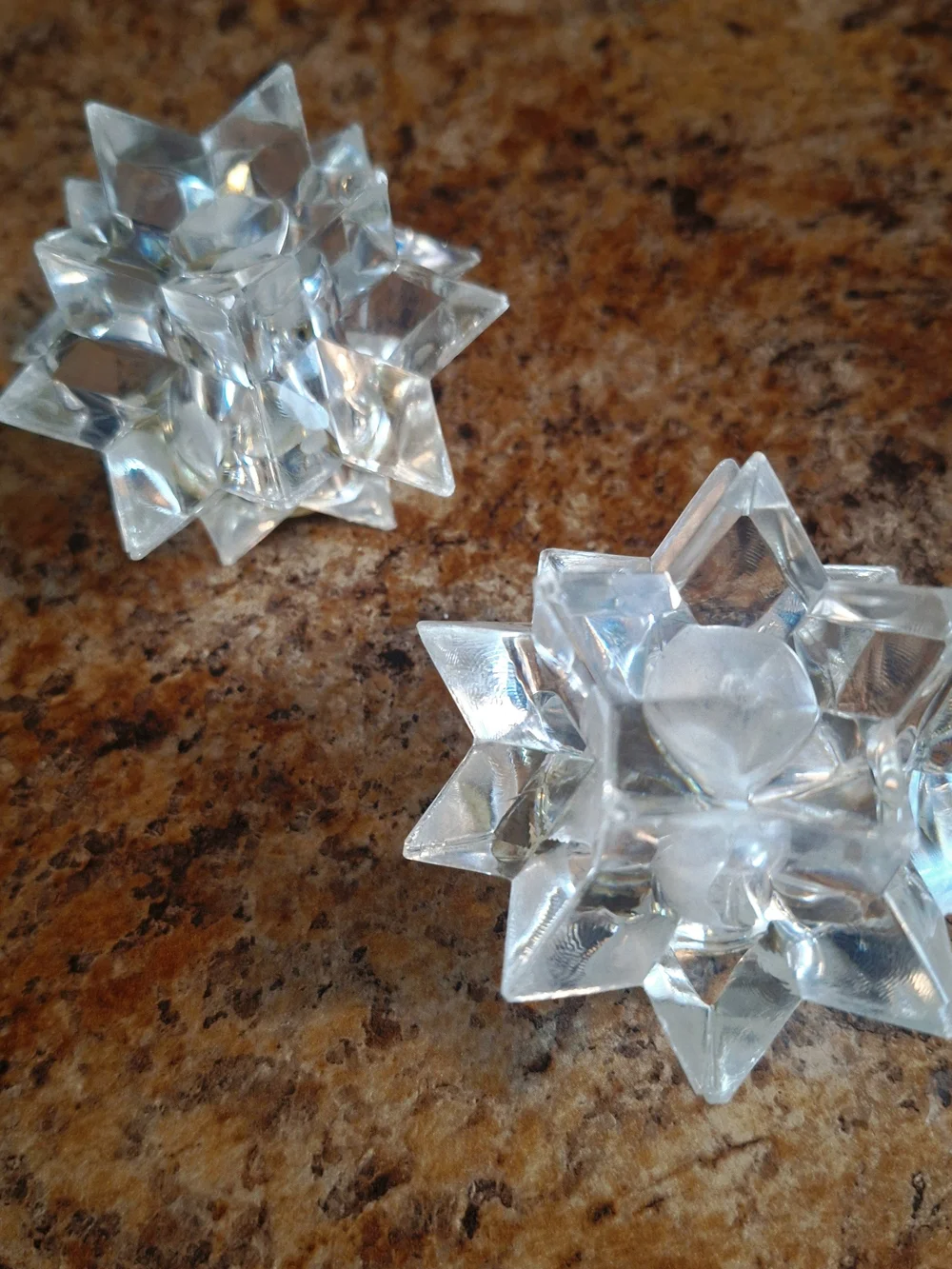 Vintage Crystal Clear Lucite Starburst CANDLE HOLDERS - Set Of 2